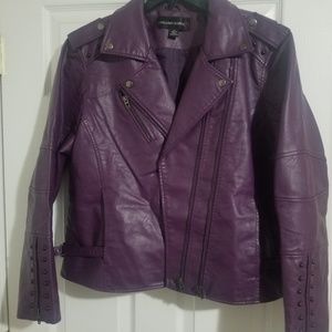 Plum faux leather jacket